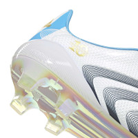 adidas F50 Tunit Messi Elite Gazon Naturel Chaussures de Foot (FG) Blanc Bleu Doré