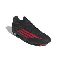 adidas F50 League Gras / Kunstgras Voetbalschoenen (MG) Zwart Rood Donkergrijs