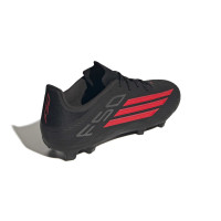 adidas F50 League Gras / Kunstgras Voetbalschoenen (MG) Zwart Rood Donkergrijs
