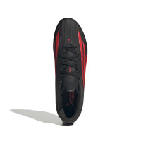 adidas F50 League Gras / Kunstgras Voetbalschoenen (MG) Zwart Rood Donkergrijs