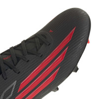 adidas F50 League Gras / Kunstgras Voetbalschoenen (MG) Zwart Rood Donkergrijs
