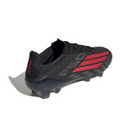 adidas F50 Elite Gazon Naturel Chaussures de Foot (FG) Noir Rouge Gris Foncé