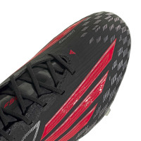 adidas F50 Elite Gazon Naturel Chaussures de Foot (FG) Noir Rouge Gris Foncé
