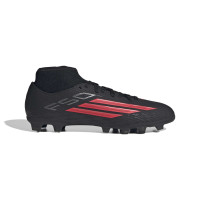 adidas F50 Club Mid Gazon Naturel Gazon Artificiel Chaussures de Foot (MG) Enfants Noir Rouge Gris Foncé