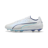 PUMA King 20 Ultimate Gras Voetbalschoenen (FG) Wit Lichtblauw Blauw