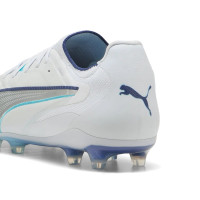 PUMA King 20 Ultimate Gras Voetbalschoenen (FG) Wit Lichtblauw Blauw