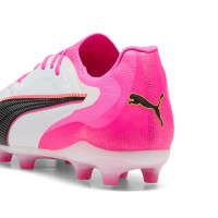PUMA King 20 Pro Gazon Naturel Artificiel Chaussures de Foot (MG) Blanc Rose Vif Bleu Jaune