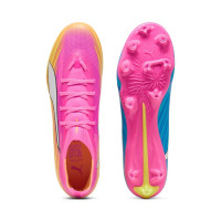 PUMA Ultra 6 Match Gazon Naturel Artificiel (MG) Rose Vif Bleu Jaune