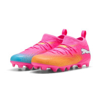 PUMA Future 9 Match Gras / Kunstgras Voetbalschoenen (MG) Kids Felroze Blauw Geel