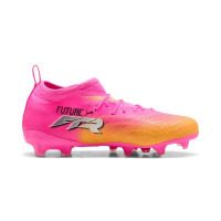 PUMA Future 9 Match Gras / Kunstgras Voetbalschoenen (MG) Kids Felroze Blauw Geel