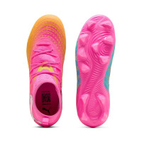 PUMA Future 9 Match Gras / Kunstgras Voetbalschoenen (MG) Kids Felroze Blauw Geel