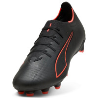 PUMA Ultra 6 Match Gazon Naturel Artificiel (MG) Noir Rouge