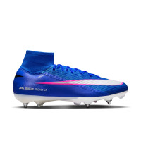 Nike Zoom Mercurial Superfly 10 Elite Crampons Vissés Chaussures de Foot (SG) Pro Player Bleu Blanc Rose Vif