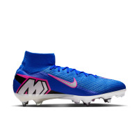 Nike Zoom Mercurial Superfly 10 Elite Crampons Vissés Chaussures de Foot (SG) Pro Player Bleu Blanc Rose Vif