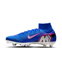 Nike Zoom Mercurial Superfly 10 Elite Crampons Vissés Chaussures de Foot (SG) Pro Player Bleu Blanc Rose Vif