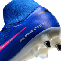Nike Zoom Mercurial Superfly 10 Elite Crampons Vissés Chaussures de Foot (SG) Pro Player Bleu Blanc Rose Vif