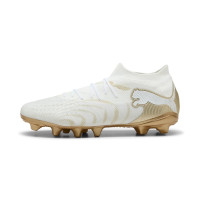 PUMA Future 9 Match Gazon Naturel Artificiel Chaussures de Foot (MG) Blanc Doré
