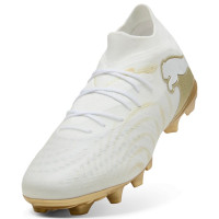 PUMA Future 9 Match Gazon Naturel Artificiel Chaussures de Foot (MG) Blanc Doré