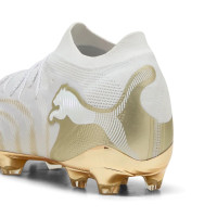 PUMA Future 9 Ultimate Gazon Naturel Chaussures de Foot (FG) Blanc Doré
