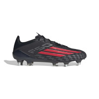adidas F50 Elite IJzeren-Nop Voetbalschoenen (SG) Zwart Rood Donkergrijs