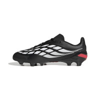 adidas Predator League Gazon Naturel Chaussures de Foot (FG) Enfants Noir Blanc Rouge