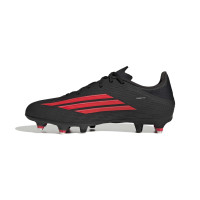 adidas F50 League IJzeren-Nop Voetbalschoenen (SG) Zwart Rood Donkergrijs