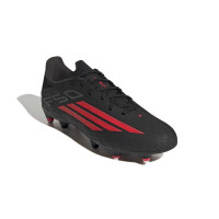 adidas F50 League IJzeren-Nop Voetbalschoenen (SG) Zwart Rood Donkergrijs