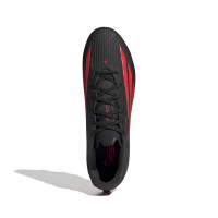 adidas F50 League IJzeren-Nop Voetbalschoenen (SG) Zwart Rood Donkergrijs