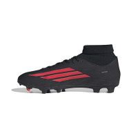adidas F50 League Mid Gras / Kunstgras Voetbalschoenen (MG) Zwart Rood Donkergrijs