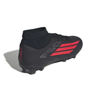 adidas F50 League Mid Gras / Kunstgras Voetbalschoenen (MG) Zwart Rood Donkergrijs