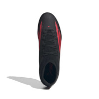 adidas F50 League Mid Gras / Kunstgras Voetbalschoenen (MG) Zwart Rood Donkergrijs