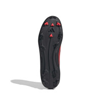 adidas F50 League Mid Gras / Kunstgras Voetbalschoenen (MG) Zwart Rood Donkergrijs