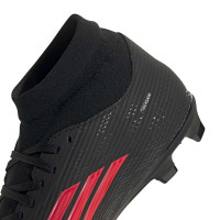 adidas F50 League Mid Gras / Kunstgras Voetbalschoenen (MG) Zwart Rood Donkergrijs