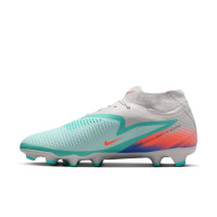Nike Phantom 6 High Academy Gazon Naturel Artificiel Chaussures de Foot (MG) Argenté Turquoise Orange Bleu