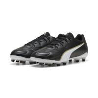 PUMA King 20 Match Gazon Naturel Artificiel Chaussures de Foot (MG) Noir Blanc Doré