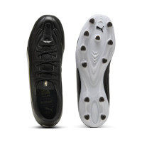 PUMA King 20 Match Gazon Naturel Artificiel Chaussures de Foot (MG) Noir Blanc Doré