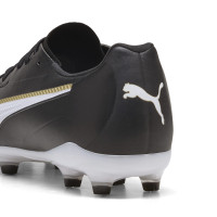 PUMA King 20 Match Gazon Naturel Artificiel Chaussures de Foot (MG) Noir Blanc Doré