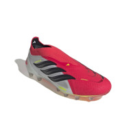 adidas Predator Elite Sans Lacets Gazon Artificiel Chaussures de Foot (AG) Rouge Blanc Noir