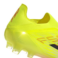 adidas F50 Elite Sans Lacets Gazon Naturel Chaussures de Foot (FG) Néon Jaune Noir Rouge