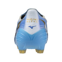 Mizuno Alpha III Elite Gazon Naturel Chaussures de Foot (FG) Bleu Blanc Doré