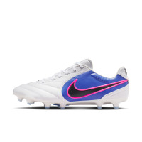 Nike Tiempo Ligera Pro Gazon Naturel Chaussures de Foot (FG) Blanc Bleu Rose Vif