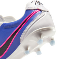 Nike Tiempo Ligera Pro Gazon Naturel Chaussures de Foot (FG) Blanc Bleu Rose Vif