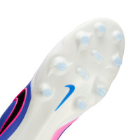 Nike Tiempo Ligera Pro Gazon Naturel Chaussures de Foot (FG) Blanc Bleu Rose Vif