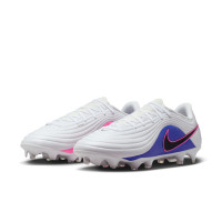 Nike Tiempo Maestro Academy Gazon Naturel Artificiel Chaussures de Foot (MG) Blanc Bleu Rose Vif