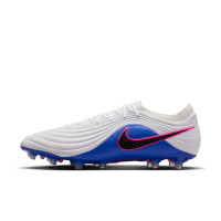 Nike Tiempo Maestro Elite Gazon Artificiel Chaussures de Foot (AG) Blanc Bleu Rose Vif
