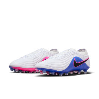 Nike Tiempo Maestro Elite Gazon Artificiel Chaussures de Foot (AG) Blanc Bleu Rose Vif