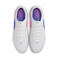 Nike Tiempo Maestro Elite Gazon Artificiel Chaussures de Foot (AG) Blanc Bleu Rose Vif