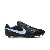 Nike Tiempo Ligera Pro Gazon Naturel Chaussures de Foot (FG) Noir Bleu Clair