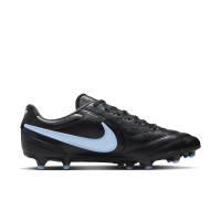 Nike Tiempo Ligera Pro Gazon Naturel Chaussures de Foot (FG) Noir Bleu Clair