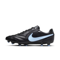 Nike Tiempo Ligera Pro Gazon Naturel Chaussures de Foot (FG) Noir Bleu Clair